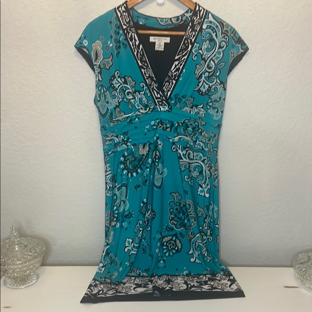 Liz Claiborne Black and Teal Dress